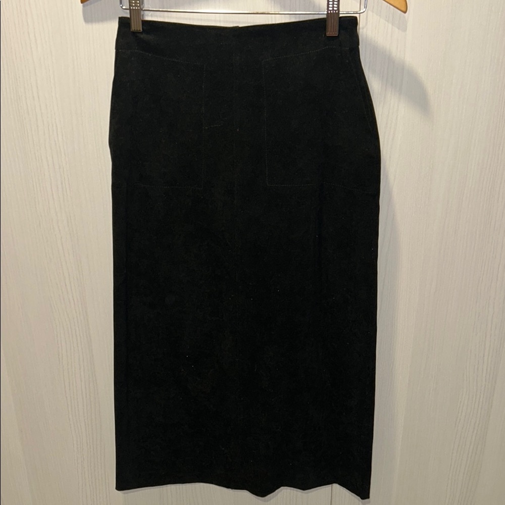 Vintage Braemar stretch high waist velvet look pencil skirt high slit size 2P